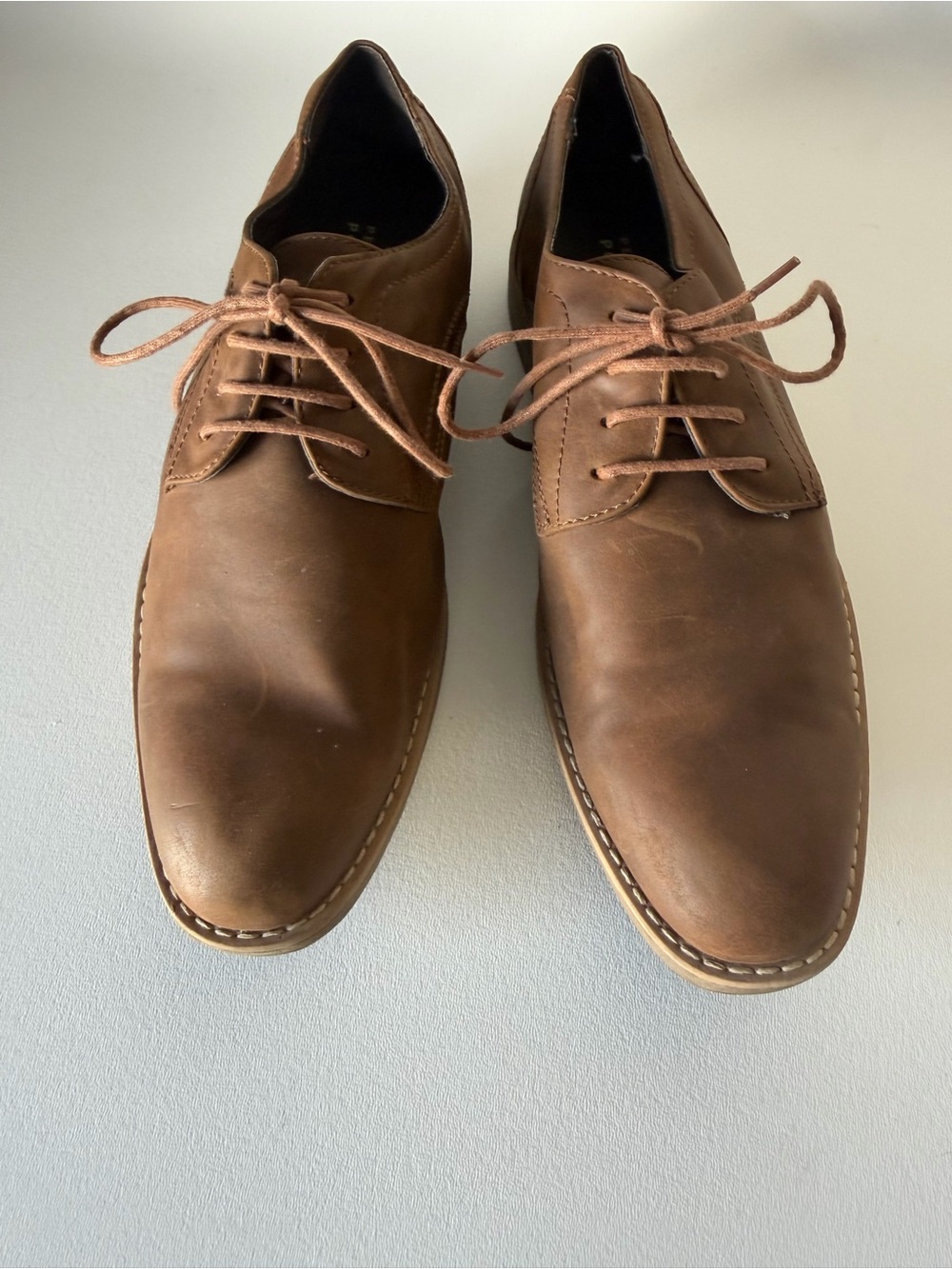 Perry Ellis Brooks Classic Mens Sz 10 Brown Leather Derby Shoes Casual Resort